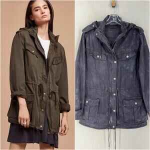 ARITZIA TALULA Trooper Jacket Black‎ Gray 100% Cotton Utility Military Size S